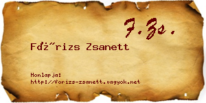 Fórizs Zsanett névjegykártya